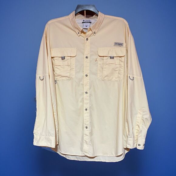 Columbia Sportswear PFG Omni Shade Shirt Men's Size XL Yellow Vented Fishing - Picture 1 of 12